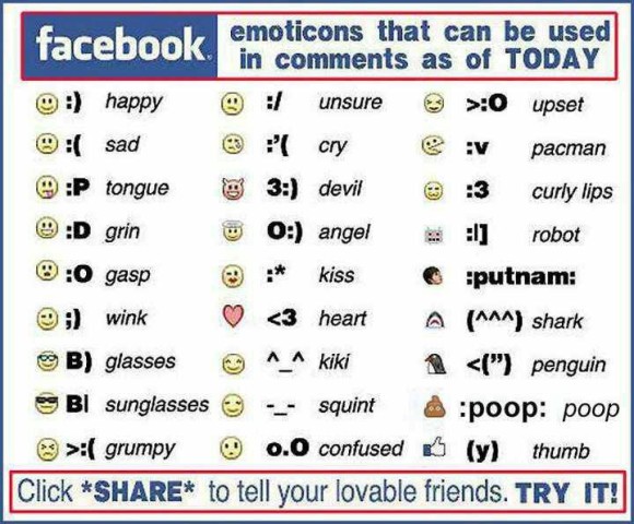 facebook emoticons to use in comments