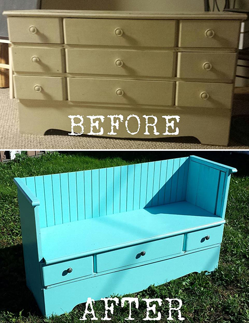 Diy From Old Dresser To Pretty Vintage Bench Commatose Ca