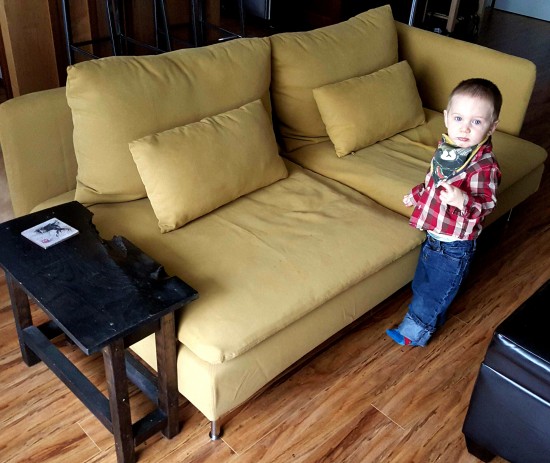 yellow SÖDERHAMN sofa, one armrest