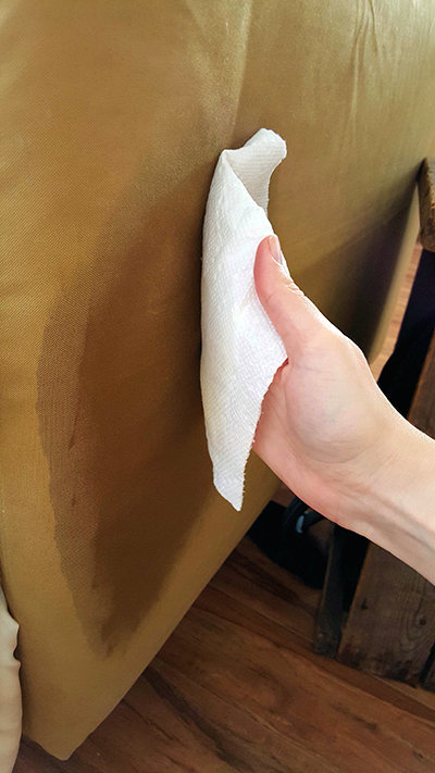 blot coffee away with vinegar and water solution